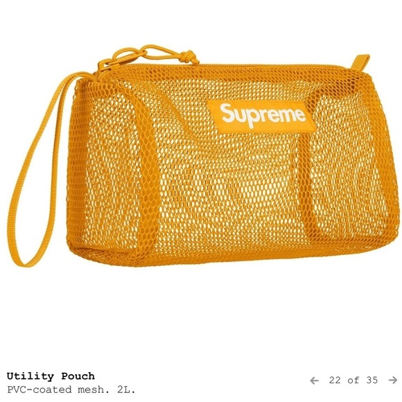 Supreme PVC Coated mesh utility zippered pouch yellow - Picture 2 of 6